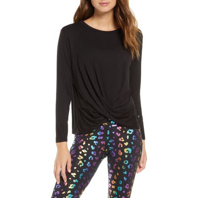 Terez Twist Front Long Sleeve Top, Black