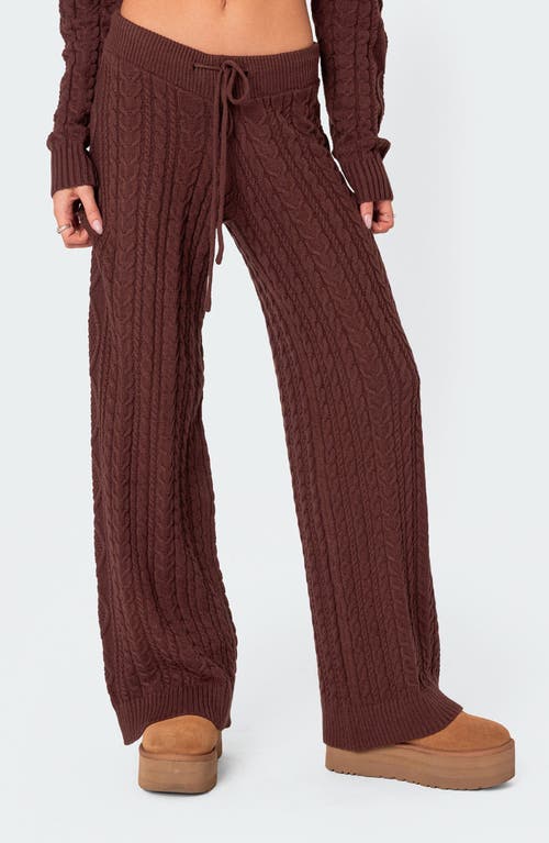 EDIKTED Jelena Cable Pants Brown at Nordstrom,