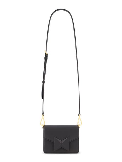 Mac Duggal Mini Leather Gold Strap Crossbody Bag In Black