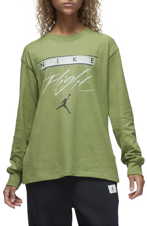 Jordan Flight Long Sleeve Graphic T-shirt In Sky Light Olive/black