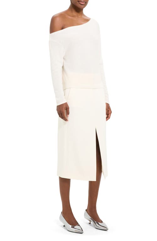 Theory Cashmere Asymmetric One-shoulder Sweater In Ivory