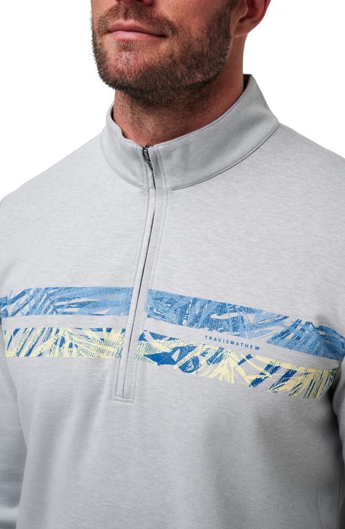 Shop Travismathew Upgraded Chest Stripe Half Zip Pullover In Heather Light Grey