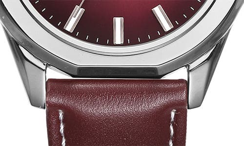 Perry Ellis Solar Powered 3-hand Quartz Leather Strap Watch, 41mm In Brown/silver