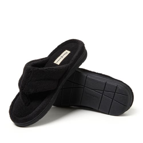 Dearfoams Wrenley Terry Womens Memory Foam Slip-on Slippers In Black