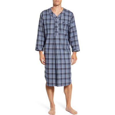 Majestic International Plaid Cotton Flannel Nightshirt, Blue