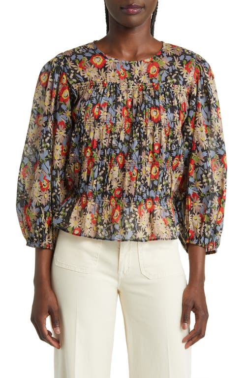 THE GREAT. The Daze Print Smocked Top in Twilight Floral