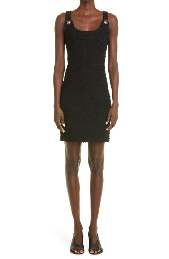 St John Shimmer Tweed Dress With Button Detail In Black