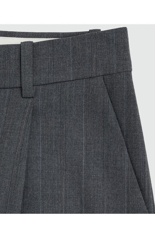 Shop Mango Pinstripe Pleat Front Pants In Grey