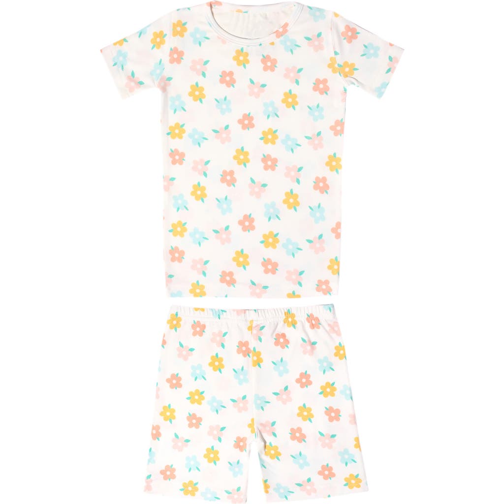 Copper Pearl Daisy Fitted Two-piece Short Pajamas In White