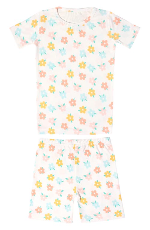 Shop Copper Pearl Daisy Fitted Two-piece Short Pajamas In Light/pastel Blue