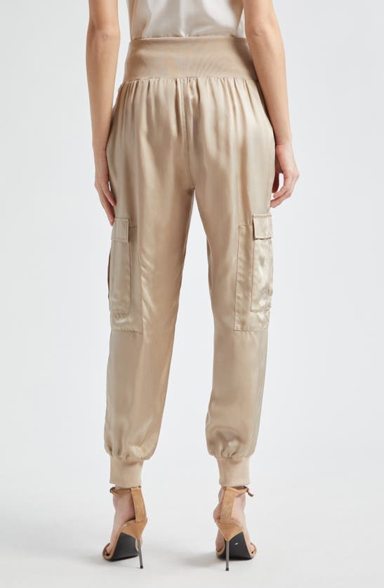 Shop Cinq À Sept Giles Cupro Crop Cargo Joggers In Khaki