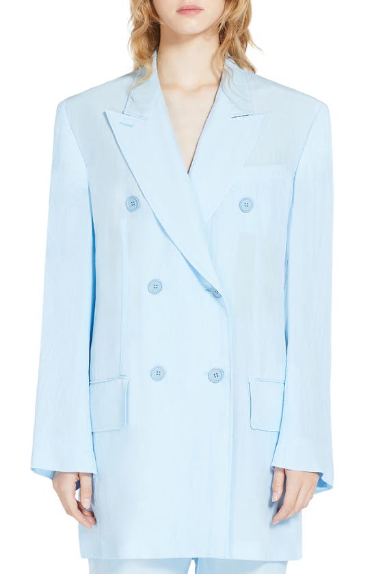 Sportmax Zelig Crinkled-finish Blazer In Light Blue