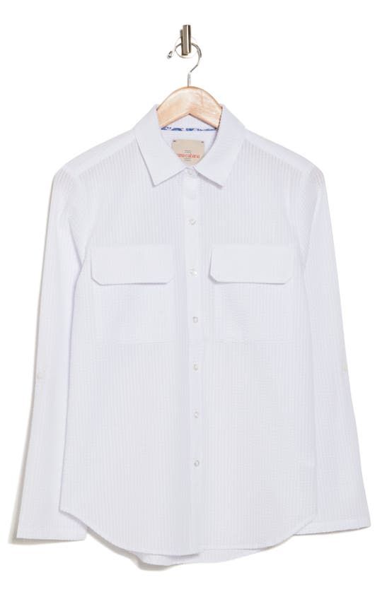 Casa Cabana Izzie Seersucker Button-up Shirt In White