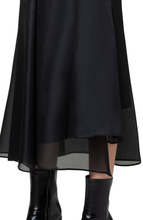 Shop Akris Asymmetric Semisheer Silk Midi Skirt In Black