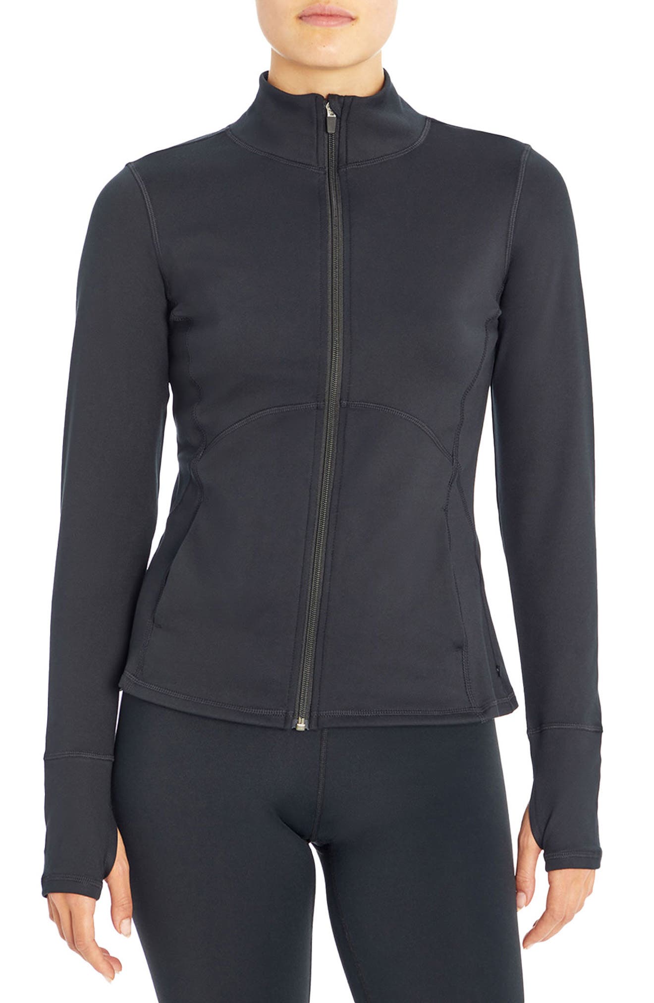 Marika Vanessa Thumbole Cuff Zip Jacket In Black | ModeSens