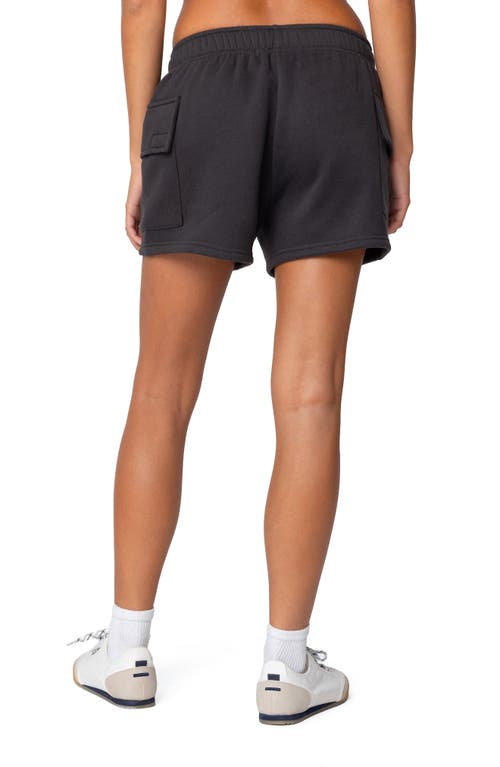 Shop Edikted Garnet Cargo Sweat Shorts In Dark Gray