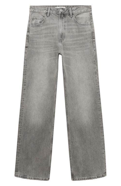 Shop Mango Mid Rise Relaxed Straight Leg Jeans In Denim Grey