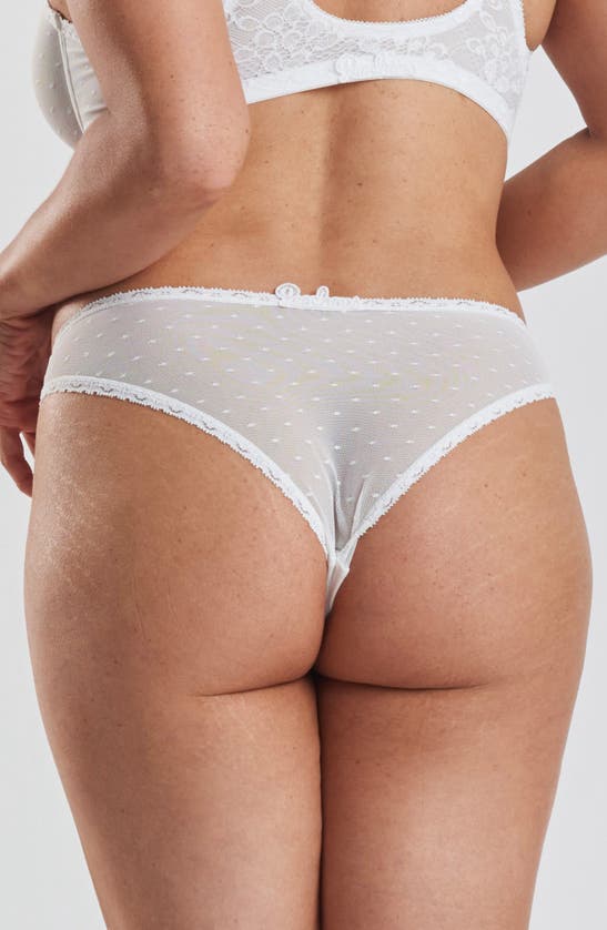 Shop Peachaus Ume Recycled-lace Mid-rise Underwear In Glacier White