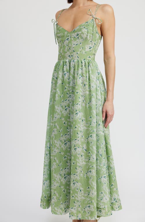 Shop En Saison Laguna Floral Maxi Sundress In Light Green Teal