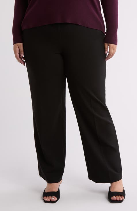 Tab Waist Straight Leg Pants (Plus)