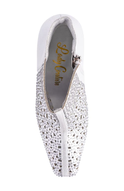 Lady Couture Breeze Rhinestone Pointed Toe Bootie In Silver
