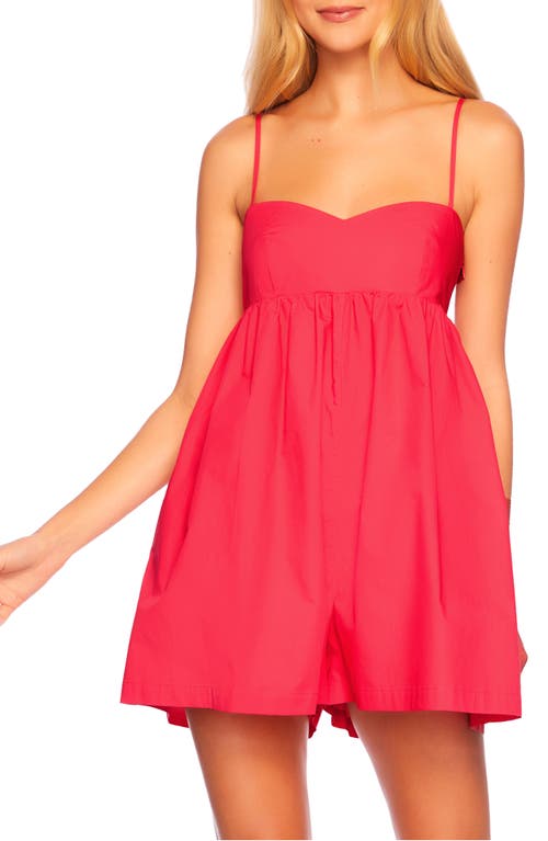 Shop Susana Monaco Sleeveless Cotton Poplin Romper In Frambroise