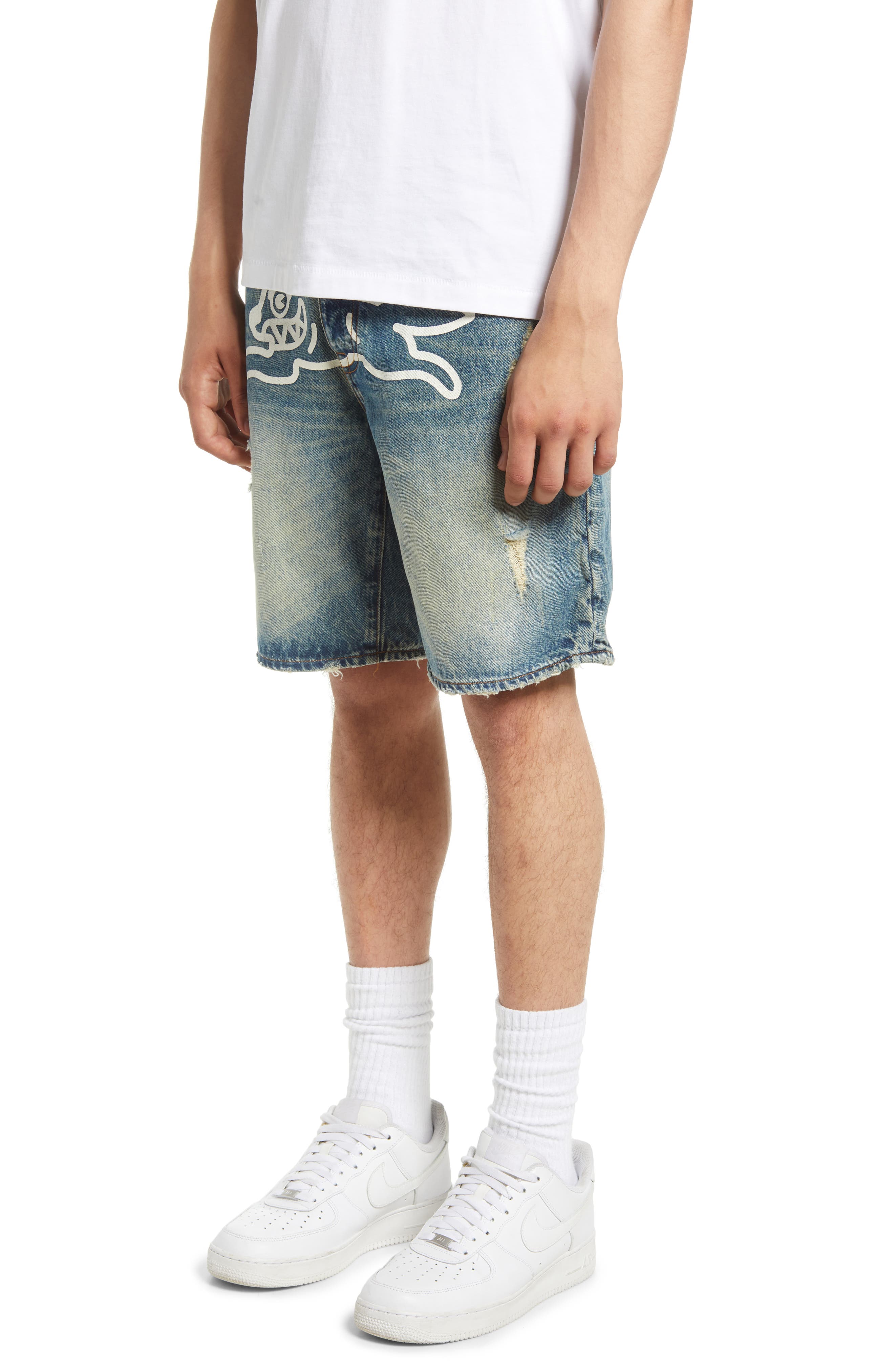 distressed jean shorts