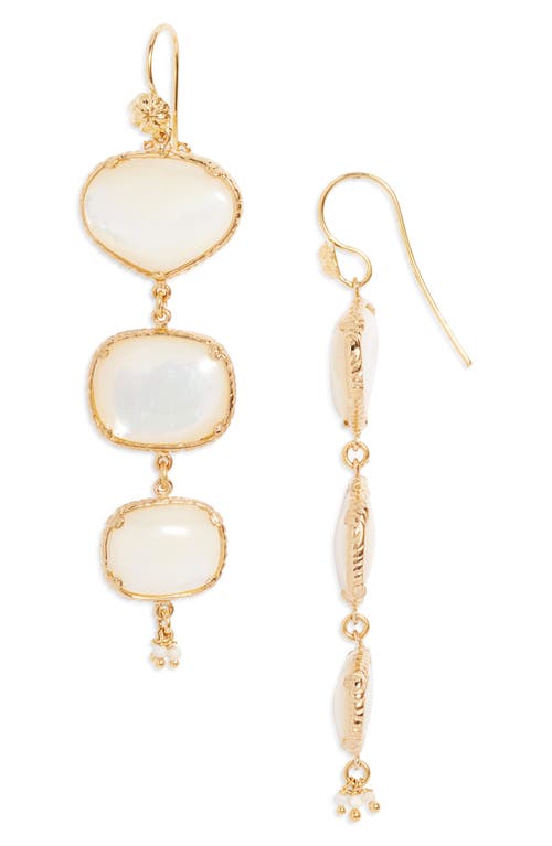 Silene Mother-of-Pearl Drop Earrings in White/Gold
