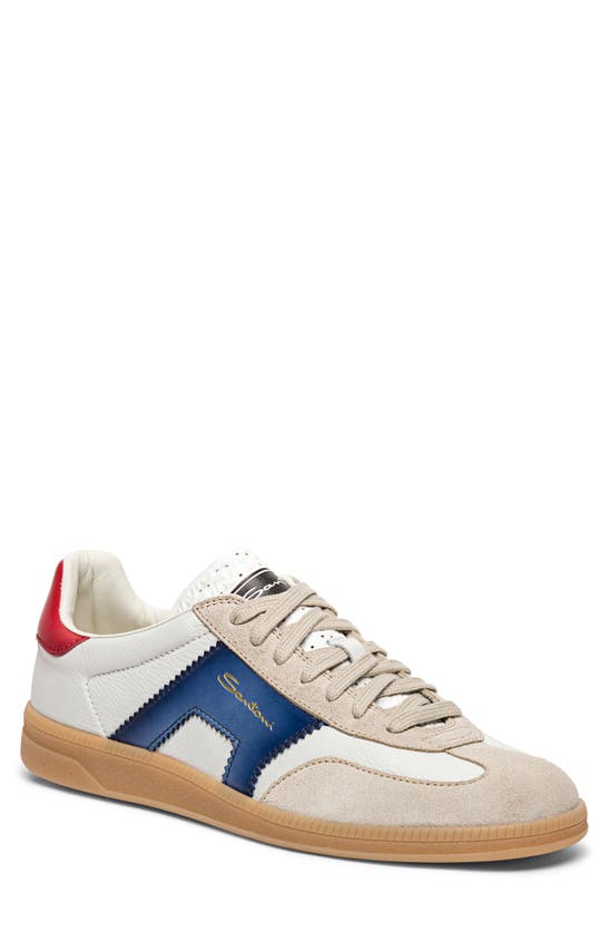 Shop Santoni Olympic Low Top Sneaker In White Blue Red