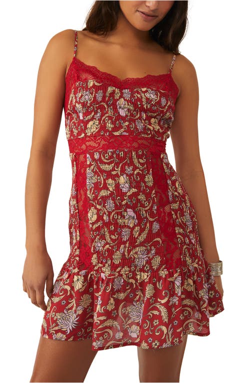 Free People Last Night Mini Nightgown Slipdress Cherry Combo at Nordstrom,