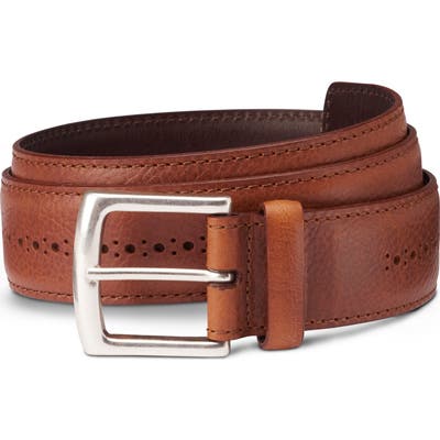 Allen Edmonds Brogue Street Leather Belt, Cognac