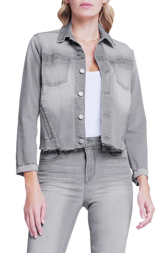 L Agence Janelle Raw Hem Slim Denim Trucker Jacket In Bogota