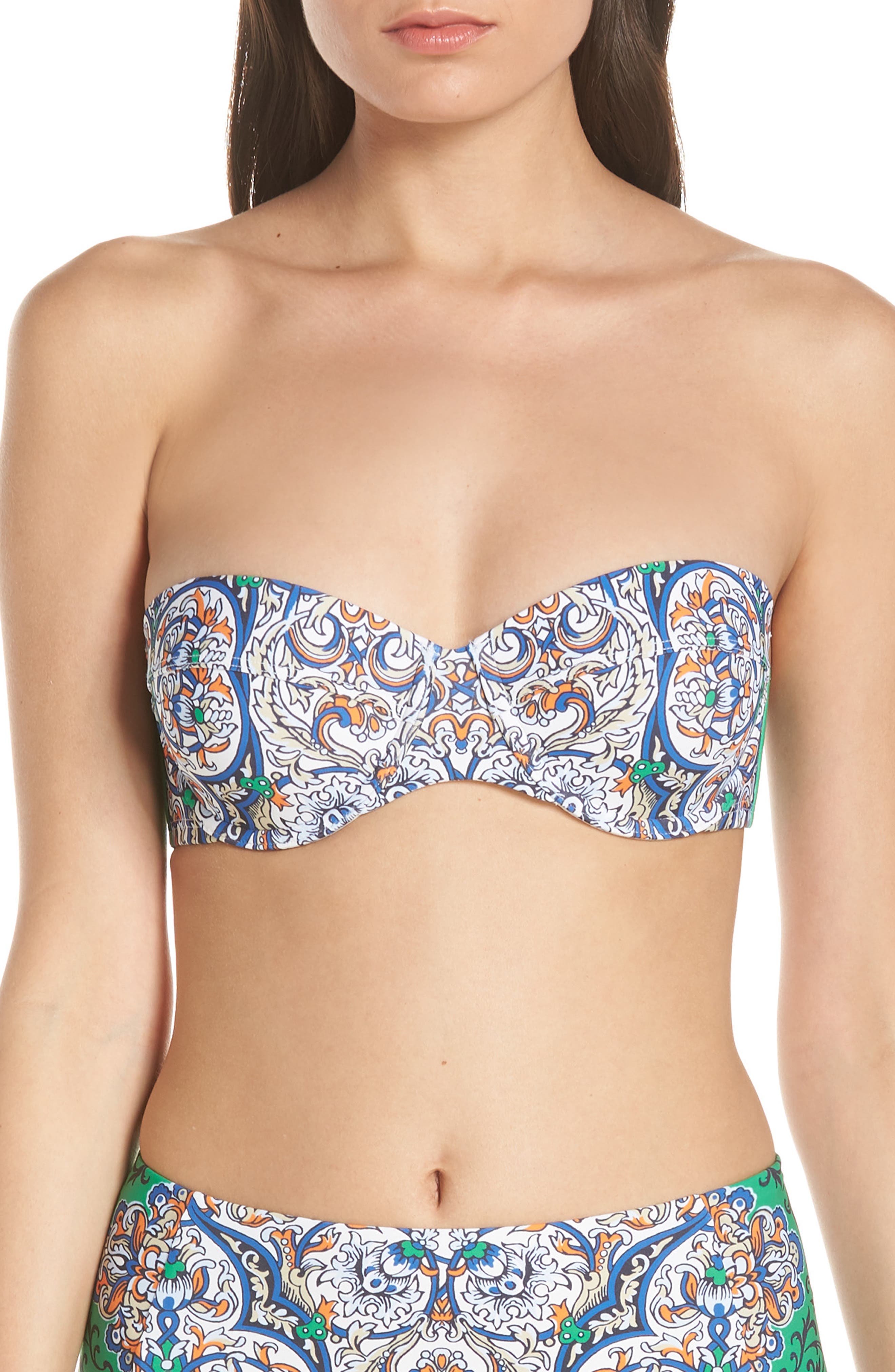 Tory Burch Underwire Bandeau Bikini Top, Blue
