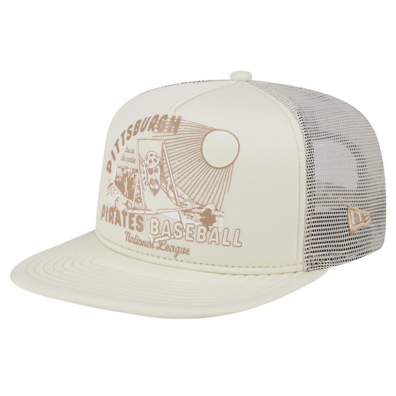 New Era Khaki Pittsburgh Pirates Almost Friday A-frame 9fifty Trucker Snapback Hat In Neutral