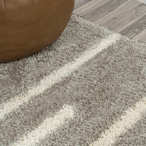 Jonathan Y Alaro Berber Stripe Shag Area Rug In Gray/ivory