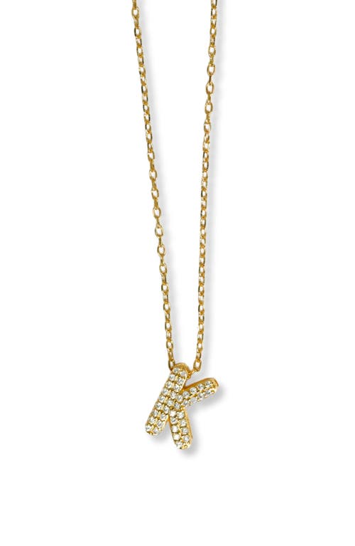 Argento Vivo Sterling Silver Cubic Zirconia Bubble Inital Pendant Necklace In Gold - K