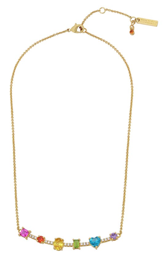 Shop Kurt Geiger Mixed Crystal Frontal Necklace In Multi