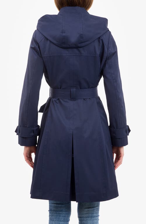 London Fog Cotton Blend Trench Coat In Midnight Navy