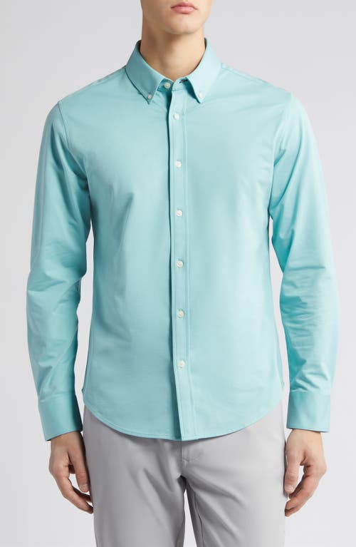 Ellis Solid Knit Button-Down Shirt in Turquoise Aqua