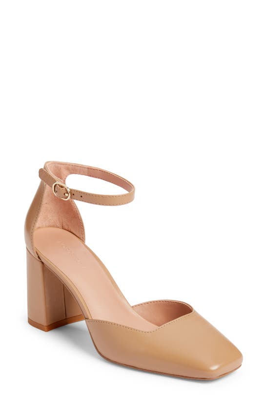 Nordstrom Katrina Ankle Strap Block Heel Pump In Beige Sand