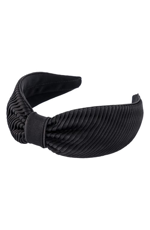 Alexandre de Paris Pleated Silk Headband in Black