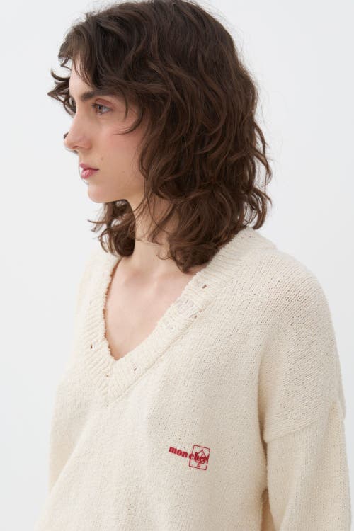 Shop Nocturne V-neck Knit Sweater In Ivory