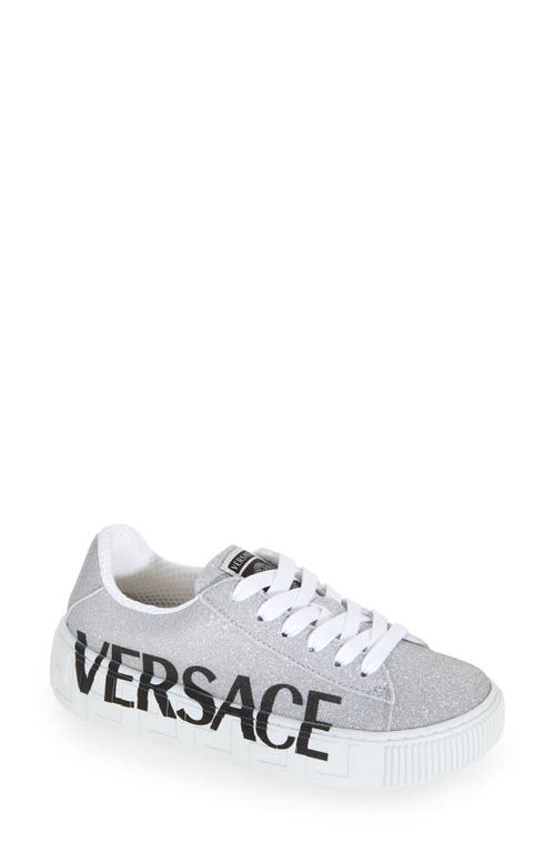 Versace Logo Low Top Sneaker in Silver Black