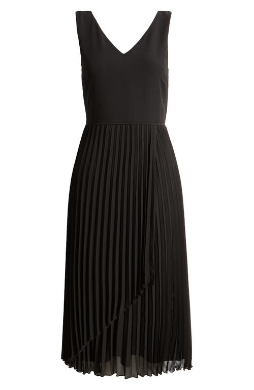 Shop Sam Edelman Plissé Faux Wrap Midi Dress In Black