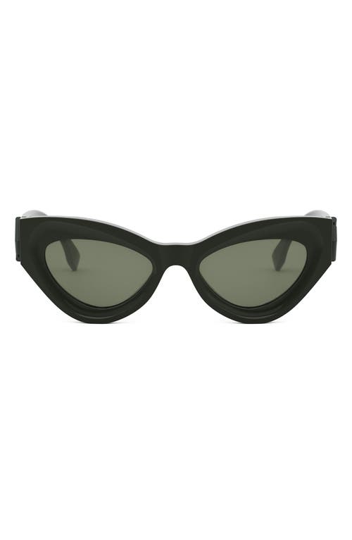 Fendi Ff Diamonds 52mm Cat Eye Sunglasses In Shiny Dark Green/green