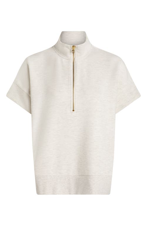 Varley Fulton Short-sleeve Half-zip Cropped Pullover Top In Ivory Marl