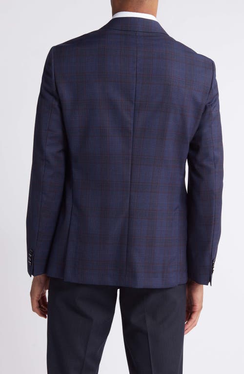 Shop Hugo Boss Boss Hutson Slim Fit Plaid Virgin Wool Blazer In Navy