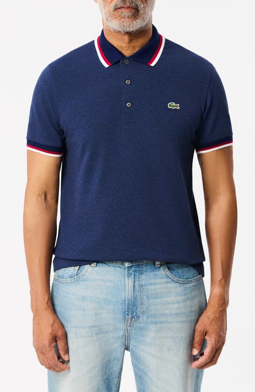 Shop Lacoste Regular Fit Stretch Piqué Polo In Dark Indigo Blue