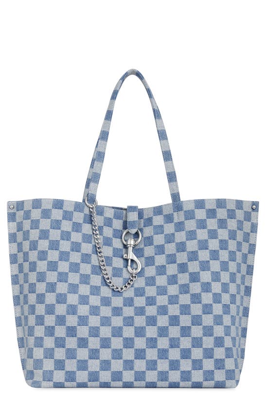 Rebecca Minkoff Megan Large Checkered Denim Tote Bag In Light