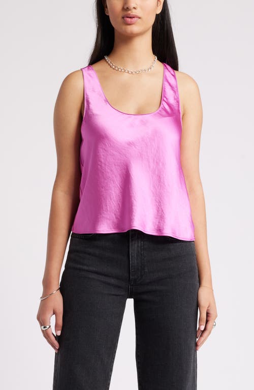 Shop Open Edit Scoop Neck Satin Tank In Pink Rosebud